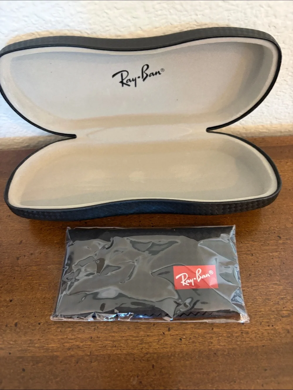Ray-Ban Black Checkered Hard Side Sunglass Case with Branded Cleaning Cloth